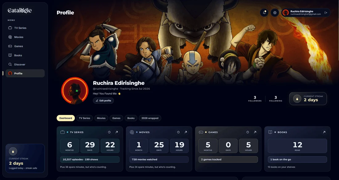 Catalogie - Dashboard & profile