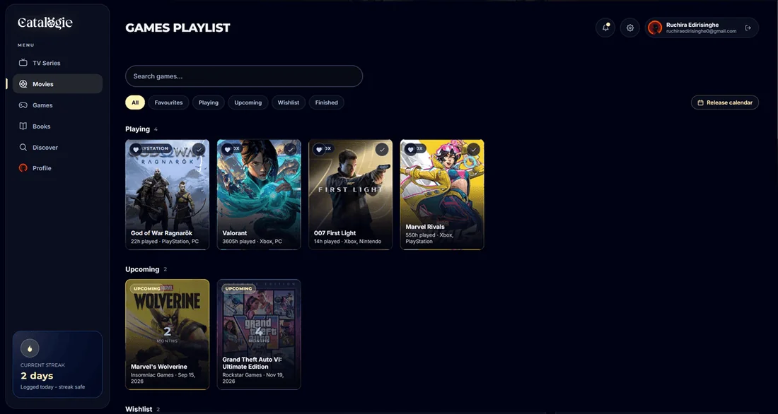 Catalogie - Games playlist
