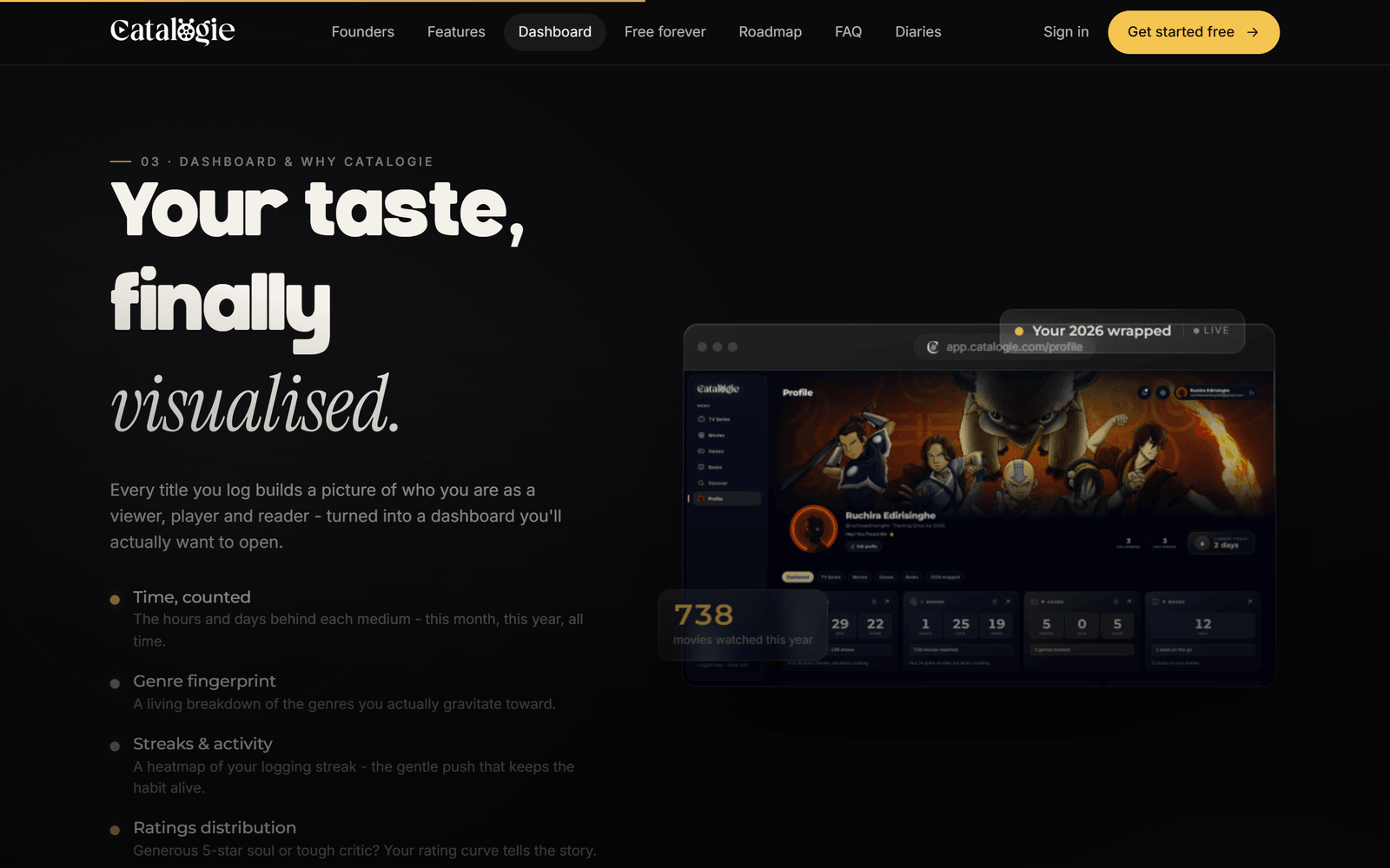catalogie.com - dashboard showcase