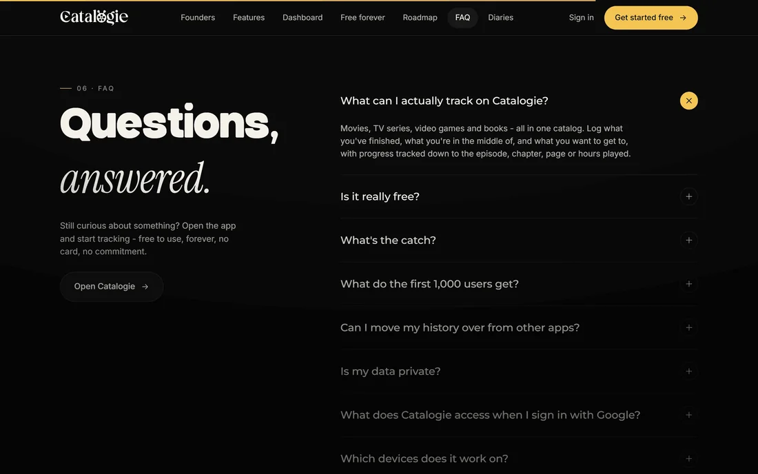 Catalogie - FAQ