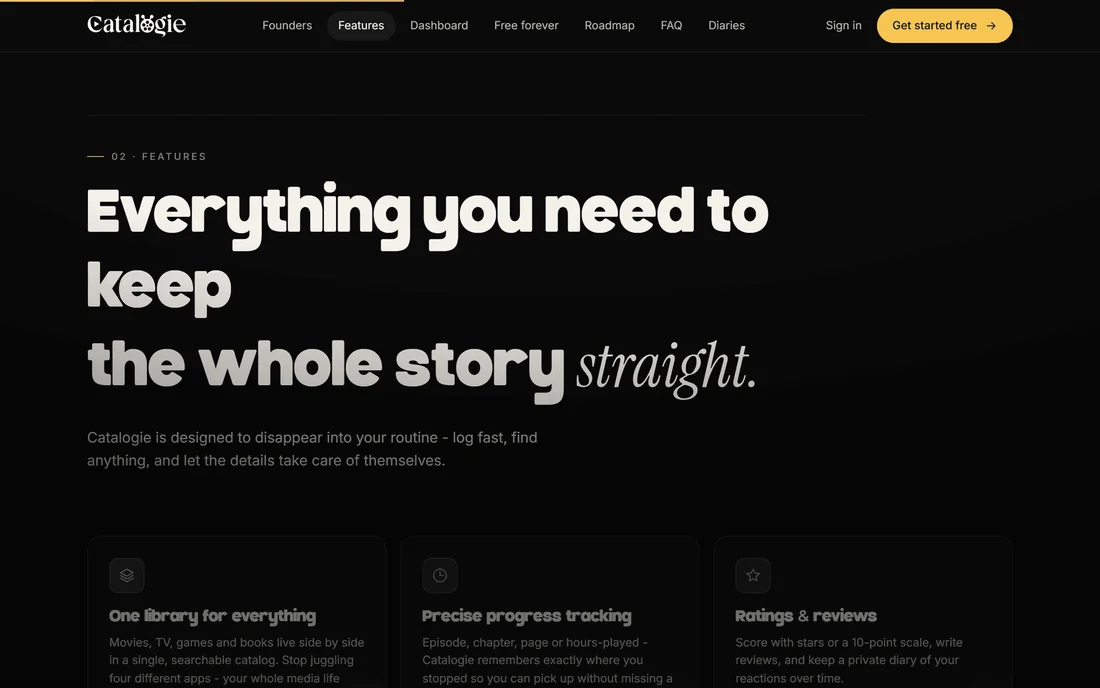 Catalogie - Feature grid