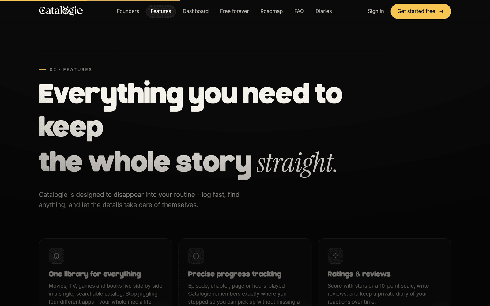 catalogie.com - feature bento grid