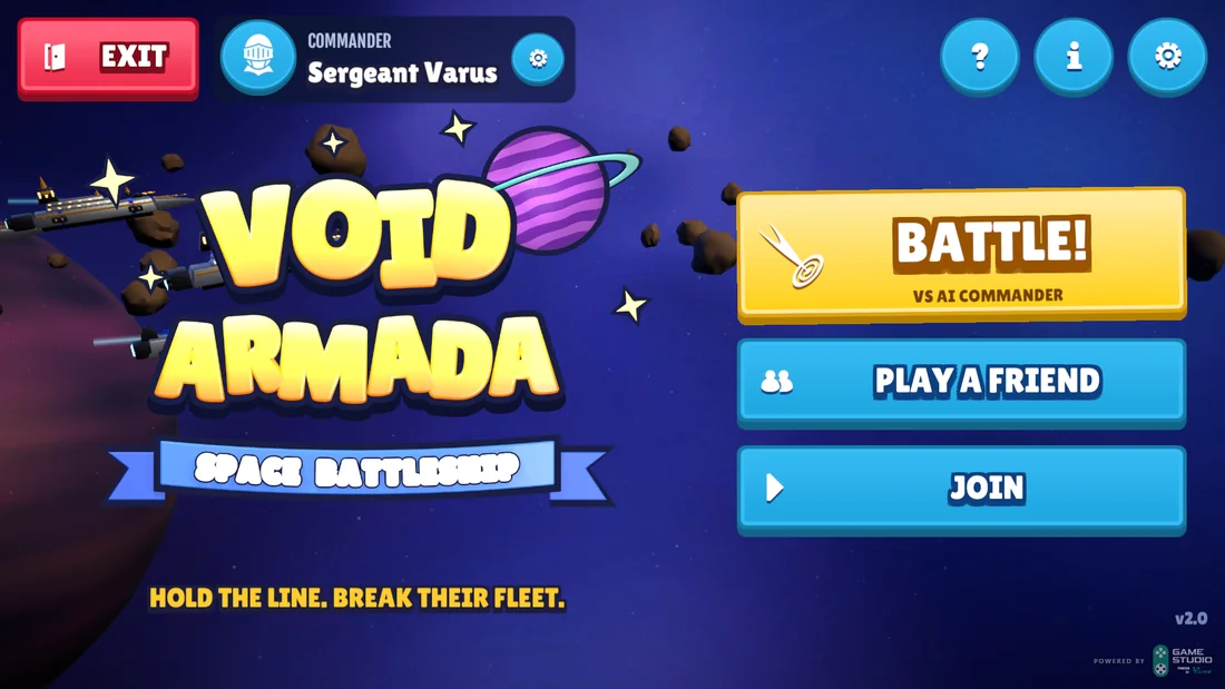Void Armada - Main menu