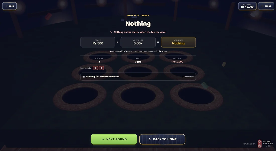 Whack-A-Mole - Result card
